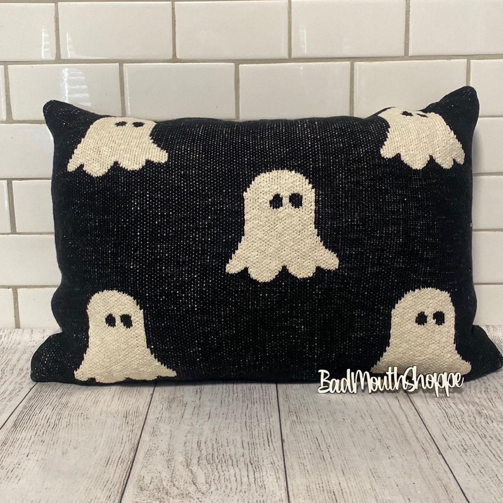 Rachel Zoe Black and White Knit Ghost Throw Pillow (1)